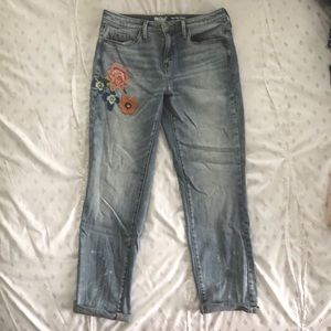 Mossimo Denim High Rise Embroidered Straight Jeans